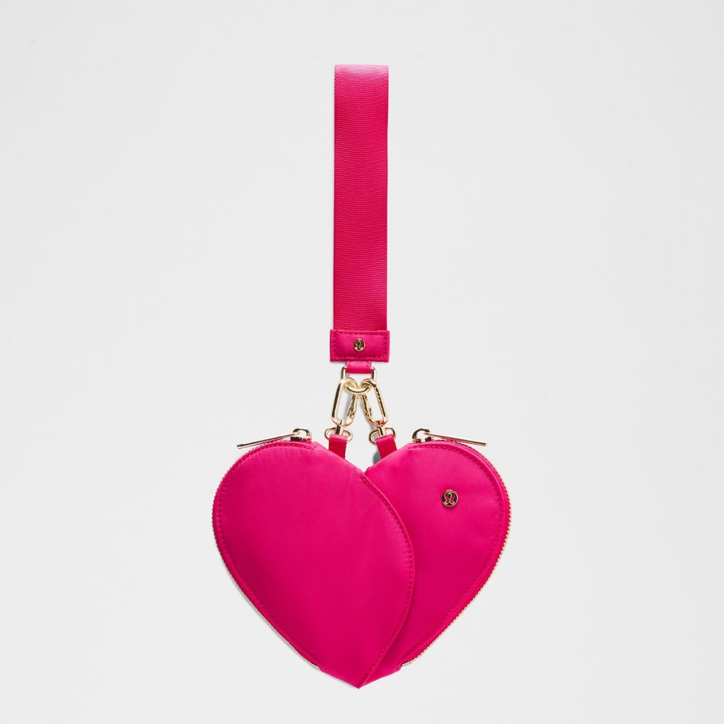 Lululemon Dual Pouch Wristlet Heart, Passionate/Passionate/Gold - Nwt